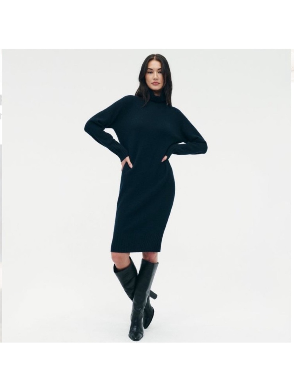 NAADAM Cashmere Turtleneck Dress Black Size Medium